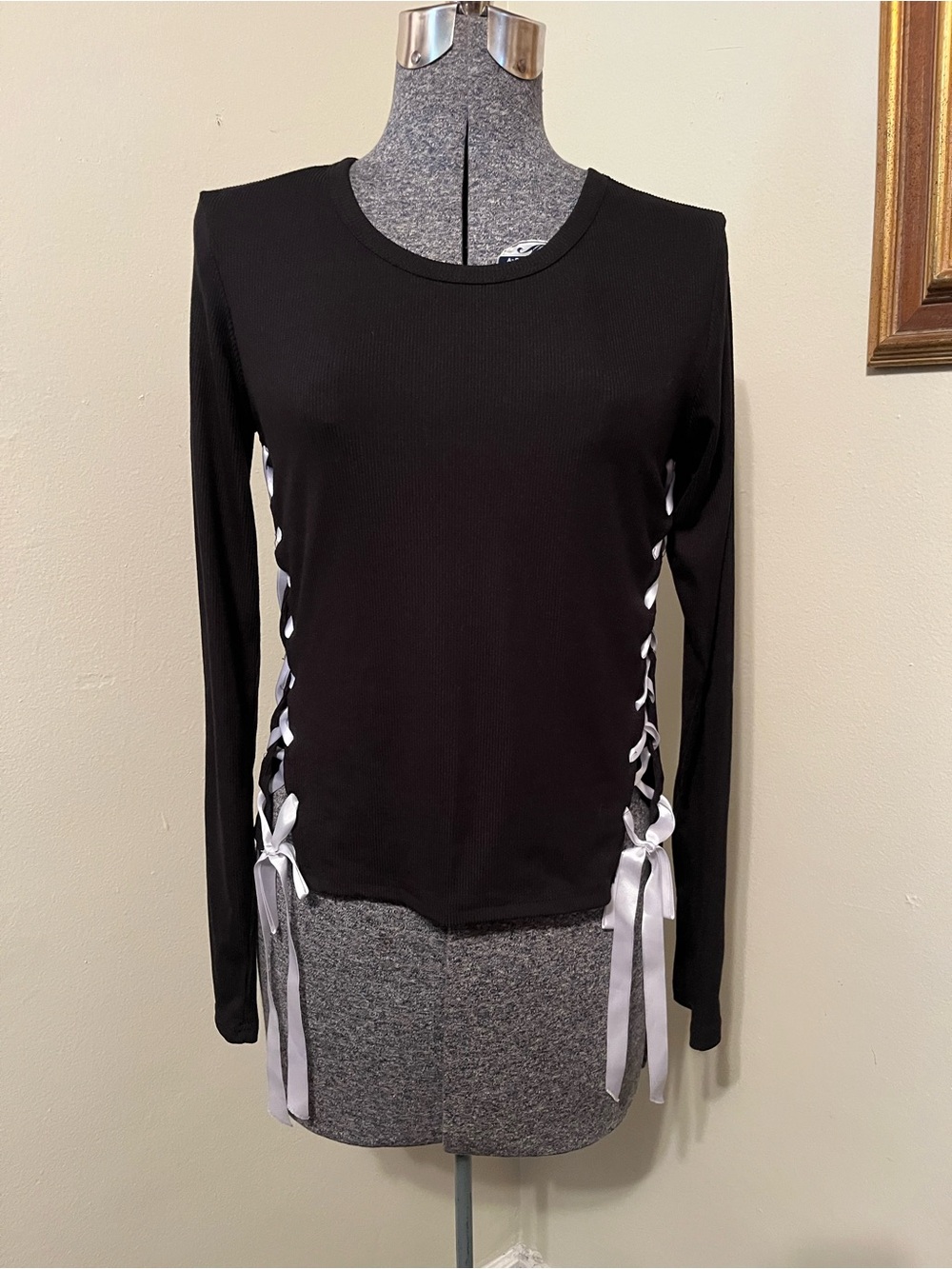 Y2K Paris Hilton Coquette Lace Up Side Top Large Boho Fairycore Goth